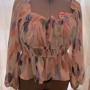 Sofia Vergara Square Neck Peplum Top